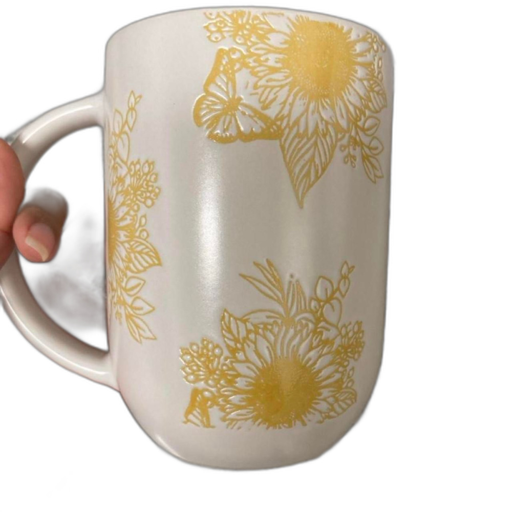 shabby chic Cream and yellow mug